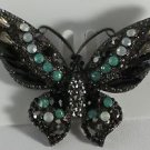 Unusual Onyx Opal Peridot Crystal Butterfly Pin Brooch