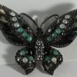 Unusual Onyx Opal Peridot Crystal Butterfly Pin Brooch
