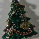 Christmas Tree Pin Necklace Musical Ornaments Crystals