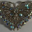 Unusual 80+ Aurora Borealis Crystals Butterfly Pin Brooch
