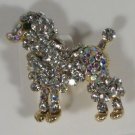 Clear & Aurora Borealis Crystals Fancy Poodle Dog Pin