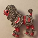 Vintage Design Pink Black or White Enamel 1950s Design Poodle Dog Pin Brooch