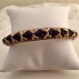 Gold Plated Bangle Bracelet  Pink Teal Purple or Pink Diamond Shape Round Stone