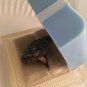 Vintage circa 1980s Sterling Silver with Blue Topaz and Marcasite Ring Size 7