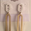 Gold and Silver Plated Architecture Inspired Pierced Oval Earrings 2"