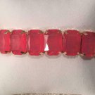 Pink Rectangle Pronged Stretch Expansion Bracelet Excellent Condition Pink Plate