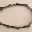 Vintage Signed 925 Sterling Silver Blue Topaz Marcasite Bracelet 7" by 1/4"