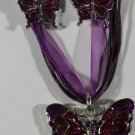 Butterfly Silver Plated Necklace Earrings Green Blue Purple Black Red Purple