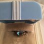 Vintage circa 1980s Sterling Silver with Blue Topaz Marcasite Ring Size 6 1/2