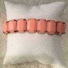 Peach Rectangle Pronged Stretch Expansion Bracelet Exc Condition Pink Plate