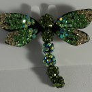 Purple and Blue or Green and Topaz Crystal Dragonfly Pin Brooch