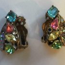 Vintage Signed Hollycraft Clip on Earrings  Missing Some Stones