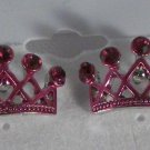 Crystal Pierced Crown Earrings in Pink Hematite or Aurora Borealis Crystal