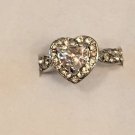 Silver Plated Clear Crystal in Heart Ring Size 6