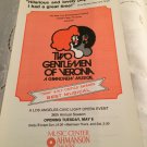 1973 Two Gentlemen Verona Civic Light Opera Music Center 6 x 9 Playbill Handbill