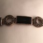 Vintage Art Deco Design Onyx Sterling Marcasite Bracelet 7 1/2" x 1/2"