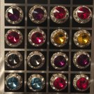 Silver Plate 5/16" Round Clear Pierced Earrings in 8 Colors Pink Black Cobalt