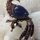 Silver Plate Purple Crystal Peacock Ring Size 6 1/2