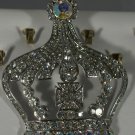 Elegant Clear AB Crystal Silver Plate Crown Pin Brooch Pendant