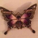 Purple Enamel with Purple Crystal in Butterfly Pin Brooch
