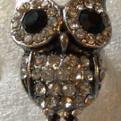 Silver Plate Clear with Big Eyes Crystal Owl Ring Size 7 1/2