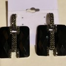 Costume jewelry Modern design Black with hematite crystal pierced earrings