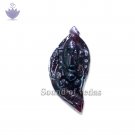 Ganesha Carved on Leaf in Garnet Gemstone - 24.7 carats