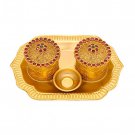 Haldi Kumkum Dibbi (Container) in Golden Plate Buy Online in USA/UK/Europe