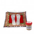Paduka in Artificial Silver With Red Aasan & Chandan Paste Buy Online in USA/UK/Europe Paduka in Artificial Silver With Red Aasan & Chandan Paste Buy Online in USA/UK/Europe