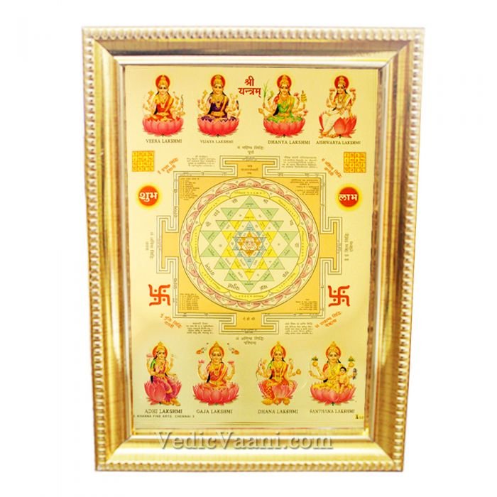 Ashta Lakshmi Shree Yantra in Golden Paper with Frame Buy Online in USA ...