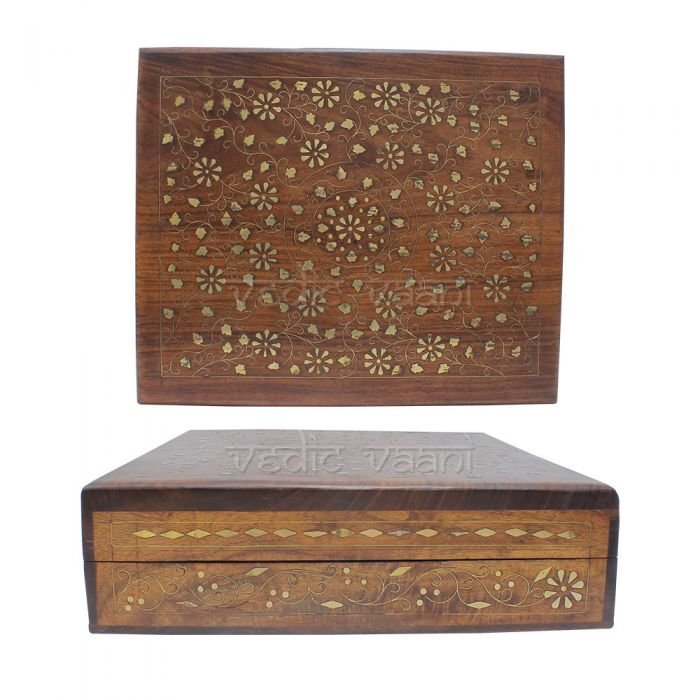 Brass Flower Inlay Worked Wooden Jewellery Box  Buy Online in USA/UK/Europe