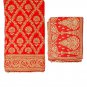 Net Cloth Women Red Chunri Wedding Scarves Chunni Dupatta With Fancy Border
