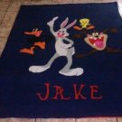 handmade fleece blanket bugs, daffy, tweedy, tazz twin size