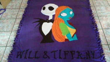 new handmade fleece blanket adult size jack and sally from nightmare before christmas