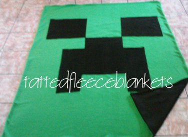 handmade fleece blanket minecraft inspired creeper twin size