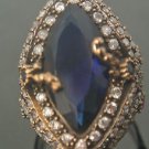 Turkish 3 Ct Pear Sapphire Ottoman Handmade Size 7.5 925 Vintage Silver Ring