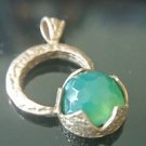 Bronze Turkish Ottoman Victorian Moon & Star Designer Tulip 6 Ct Emerald Pendant