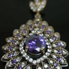 TURKISH VICTORIAN 925 STERLING SILVER 2 CT ROUND AMETHYST DANGLE COCTAIL PENDANT