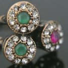 Turkish 0.2 Carat Emerald&Ruby Handmade Bronze Size 8 Sultan's Swirl Boho Ring