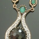 Bronze Turkish Vintage 6 Carat Smoky Agate Ottoman Victorian Drop Necklace