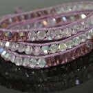 Designer Inspired Purple Haze Wrap Bracelet Leather Cord & Purple Crystals