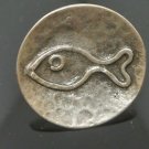 NO STONE OTTOMAN VICTORIAN COPPER ROUND TURKISH FISH IMPRINTED SIZE 7.5 RING