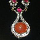 HANDCRAFTED TURKISH OTTOMAN GEORGIAN 6 CARAT AGATE CZ BOHO COSTUME PENDANT