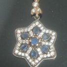 TURKISH OTTOMAN VICTORIAN 925 SILVER 0.25 CARAT SAPPHIRE HURREM SULTAN PENDANT