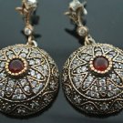 TURKISH OTTOMAN VICTORIAN 925  SILVER 0.33 CARAT RUBY MASONIC STAR EARRINGS