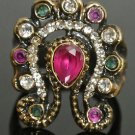 Turkish 0.5 Carat Ruby CZ Ottoman Handmade Bronze Sultan Butterfly Ring Size 9