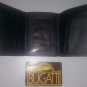 BUGATTI MEN'S BLACK LEATHER TRI-FOLD WALLET WITH PERSONAL INITIALS LETTER