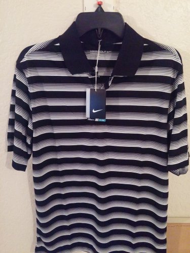 NWT $65.00 Nike Golf Men's Polo S/S Shirt Dri Fit Black/White  SMALL  845087-010