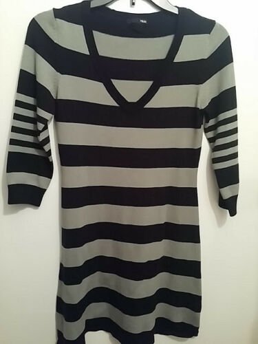 H & M Women's 3/4 LONG SLEEVE Long T-shirt BLACK/GRAY SIZE SMALL