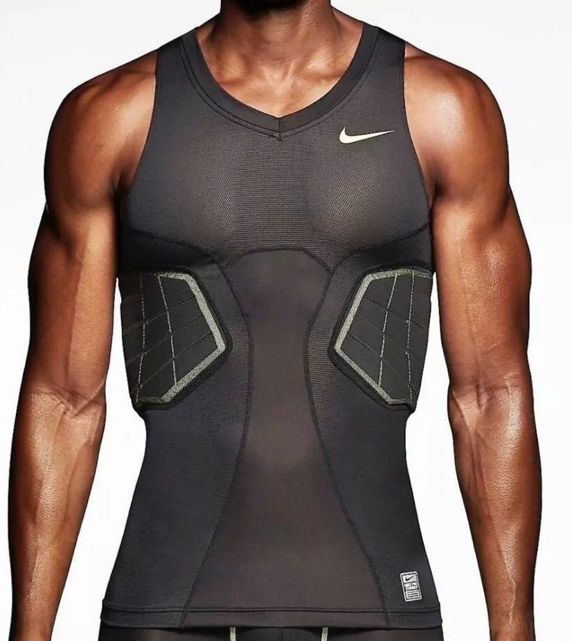 New Nike Pro Hyperstrong Impact Compression Men Sports Padded Tank Top Blue  XXLT 